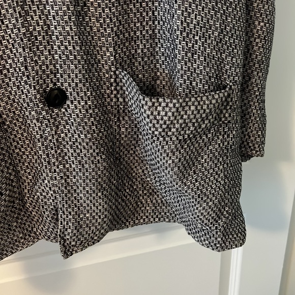 VTG Flax black & white 100% Linen jacket size large lagenlook long line preppy - Picture 4 of 10